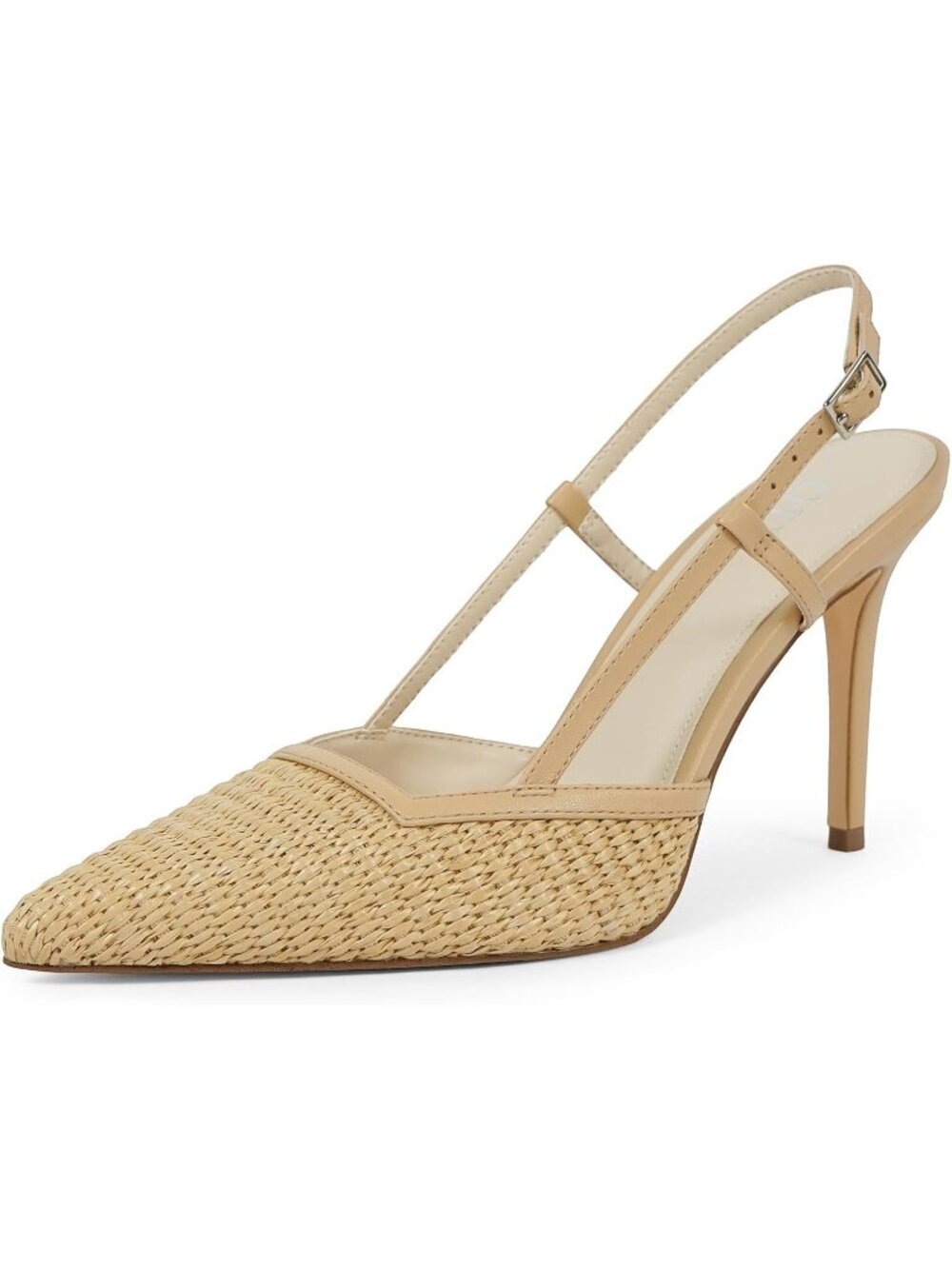 Women's Beige Stiletto Pointed Toe Sleek Slingback High Heel For Weddings Party